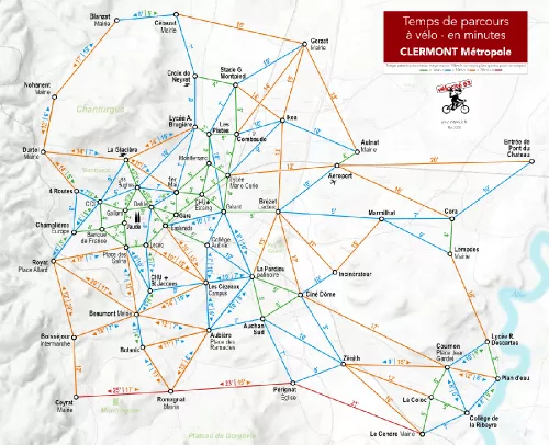 Temps de parcours à vélo - Clermont Métropole